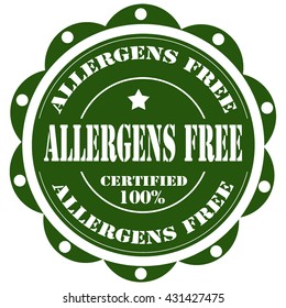 Green stamp with text Allergen Free,vector illustration