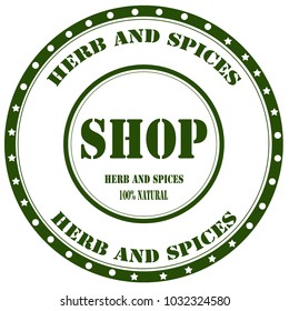 Green stamp with text Herb And Spices,vector illustration