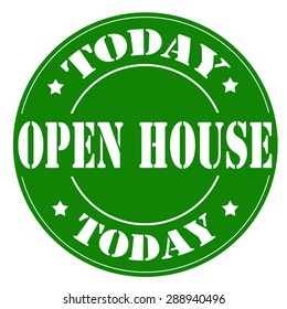 Green stamp with text Open House Today,vector illustration