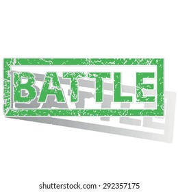 Green stamp with word BATTLE and shadow, isolated on white