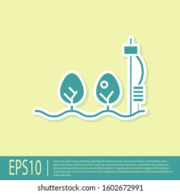 Green Standalone sensor and plant icon isolated on yellow background.  Vector Illustration
