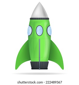 green standing rocket isolated vector object illustration