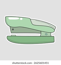 Green Stapler Vector Sticker. Minimal pastel green stapler illustration, perfect for office, school, and organizational designs