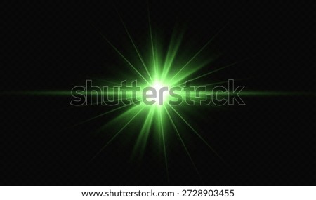Green star. Bright shine. Twinkling star. Emerald. Firefly.Vector illustration.