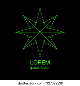 green star concept logotype, compass style, vector template