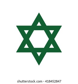 Green star of David icon vector