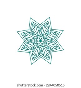 Green star flower illustration with white background