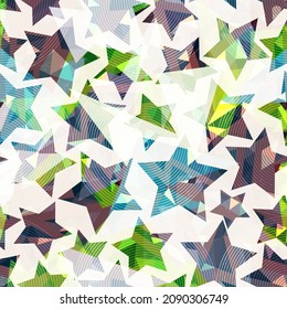 Green star geometric seamless pattern.