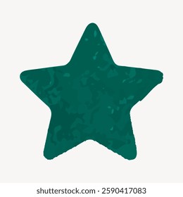 Green star illustration with a textured pattern. The star shape is prominent, featuring a deep green color. The textured design adds depth to the star. Star element vector.