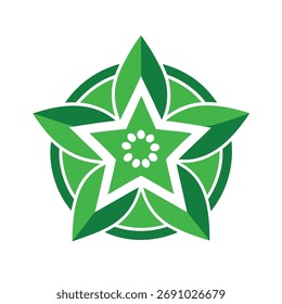 Green Star Leaf Logo Design