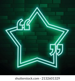 green star neon frame with quotation mark