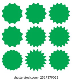 Green Starburst icon vector set . 