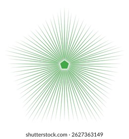 Green Starburst Pentagon with Radial Lines