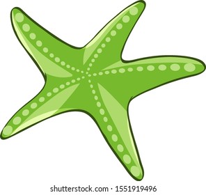 Green starfish on white background illustration