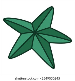 Green starfish on white background