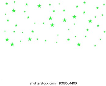 Green starry background. Tiny stars. Confetti celebration, Falling green abstract decoration for party, birthday celebrate, anniversary or event, holiday festive. Festival decor.