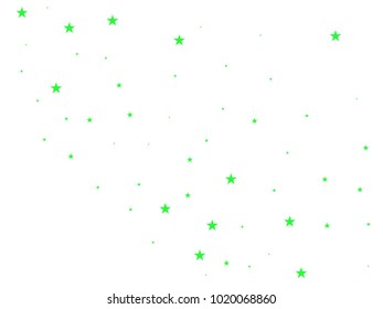 Green starry background. Tiny stars. Confetti celebration, Falling green abstract decoration for party, birthday celebrate, anniversary or event, holiday festive. Festival decor.
