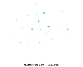 Green starry background. Tiny stars. Confetti celebration, Falling green abstract decoration for party, birthday celebrate, anniversary or event, holiday festive. Festival decor.