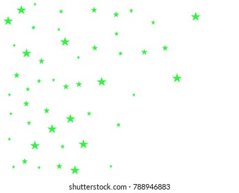 Green starry background. Tiny stars. Confetti celebration, Falling green abstract decoration for party, birthday celebrate, anniversary or event, holiday festive. Festival decor.