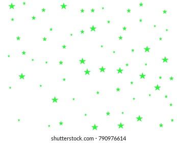 Green starry background. Tiny stars. Confetti celebration, Falling green abstract decoration for party, birthday celebrate, anniversary or event, holiday festive. Festival decor.