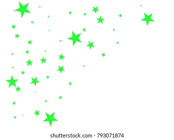 Green starry background. Tiny stars. Confetti celebration, Falling green abstract decoration for party, birthday celebrate, anniversary or event, holiday festive. Festival decor.