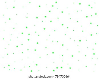 Green starry background. Tiny stars. Confetti celebration, Falling green abstract decoration for party, birthday celebrate, anniversary or event, holiday festive. Festival decor.