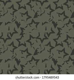 Green Stars brush stroke seamless pattern background for fashion textiles, graphics