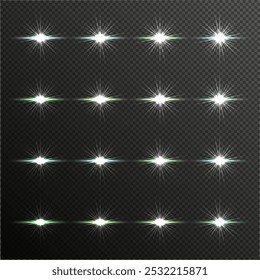 Conjunto aislado de Vector de explosión de estrellas verdes 