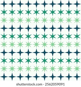 Green Stars Geometric Pattern Modern Shapes Background