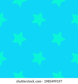 green stars on a blue background. vector seamless illustration. print on print or clothes