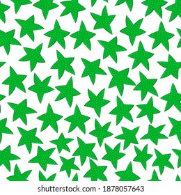Green stars   seamless pattern. Stylish vector design for fabric, wallpaper, wrapping, background.
