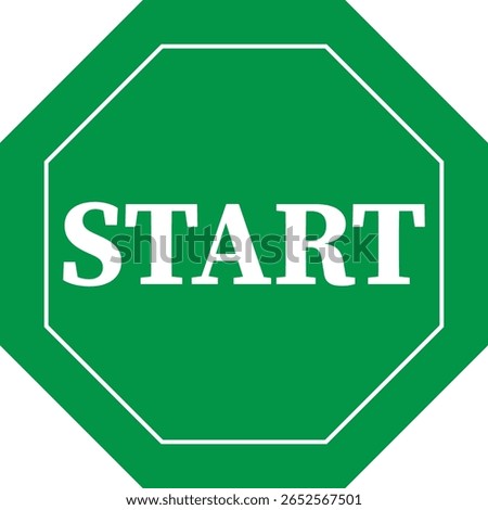 Green Start Button Octagon, Beginning Action Symbol
