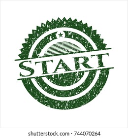 Green Start grunge stamp