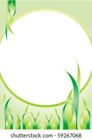 Green stationery with leaf and abstract design on white background