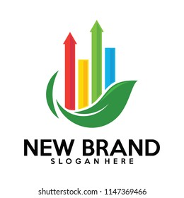 Green Stats logo vector, Finance logo template, Leaf logo vector