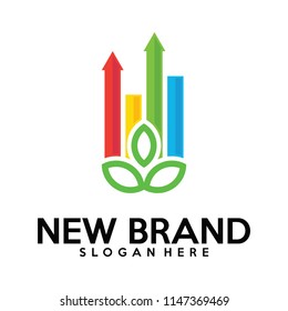 Green Stats logo vector, Finance logo template, Leaf logo vector