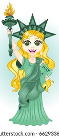 The green Statue of Liberty. 4th of July. Independence day of United states.
