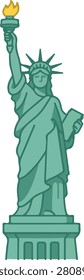 Green Statue of Liberty National Monument Flat Design Independence Day Icon