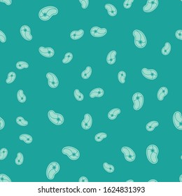 Green Steak meat icon isolated seamless pattern on green background.  Vector Illustration