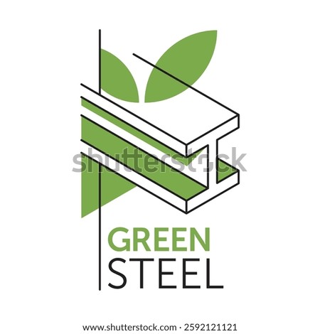 Green steel logo - steel produced using eco-friendly and sustainable technology, using renewable energy sources, reducing CO2 emissions and recycling waste