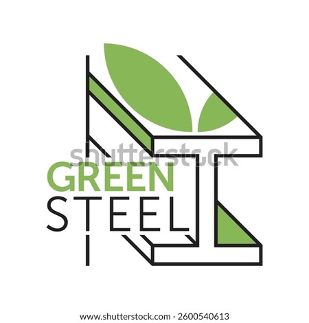 Green steel logo - steel produced using eco-friendly and sustainable technology, using renewable energy sources, reducing CO2 emissions and recycling waste