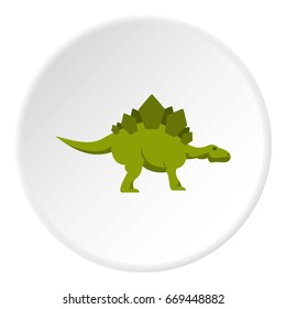 Green stegosaurus dinosaur icon in flat circle isolated on white background vector illustration for web