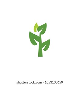 Green stem with leaves logo