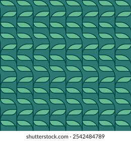 Green stem with leaves vector seamless pattern or texture.