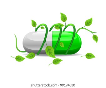 green stem twists icon green white pill