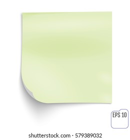 Green stick note paper on white background