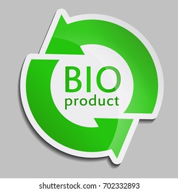 Green sticker BIO product. Vector Bio icon for packaging design, web-design, advertising booklets, Bio logo creation, natural product design. Organic natural cosmetic and food label.