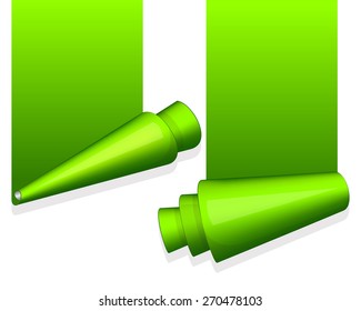 Green sticker with curled up edge. Vector illustration