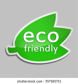 Green sticker Eco friendly. Vector Organic food icon for packaging design, web-design, advertising booklets, Bio logo creation, natural product design. Natural food label.