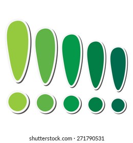 Green sticker exclamation marks set.